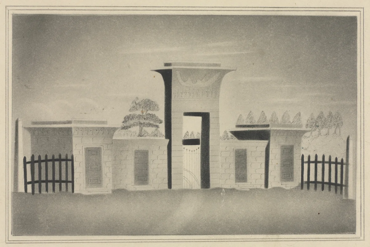 The Gateway of Mount Auburn, near Boston by Mary Altha Nims, drawing, 1850-1899