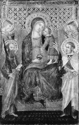 Madonna and Child Enthroned with Saints Peter and Paul and Angels by Lippo Vanni, painting, 1341-1375