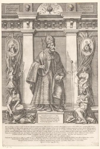 Portret van keizer Ferdinand I by Gaspare Oselli, print, 1569