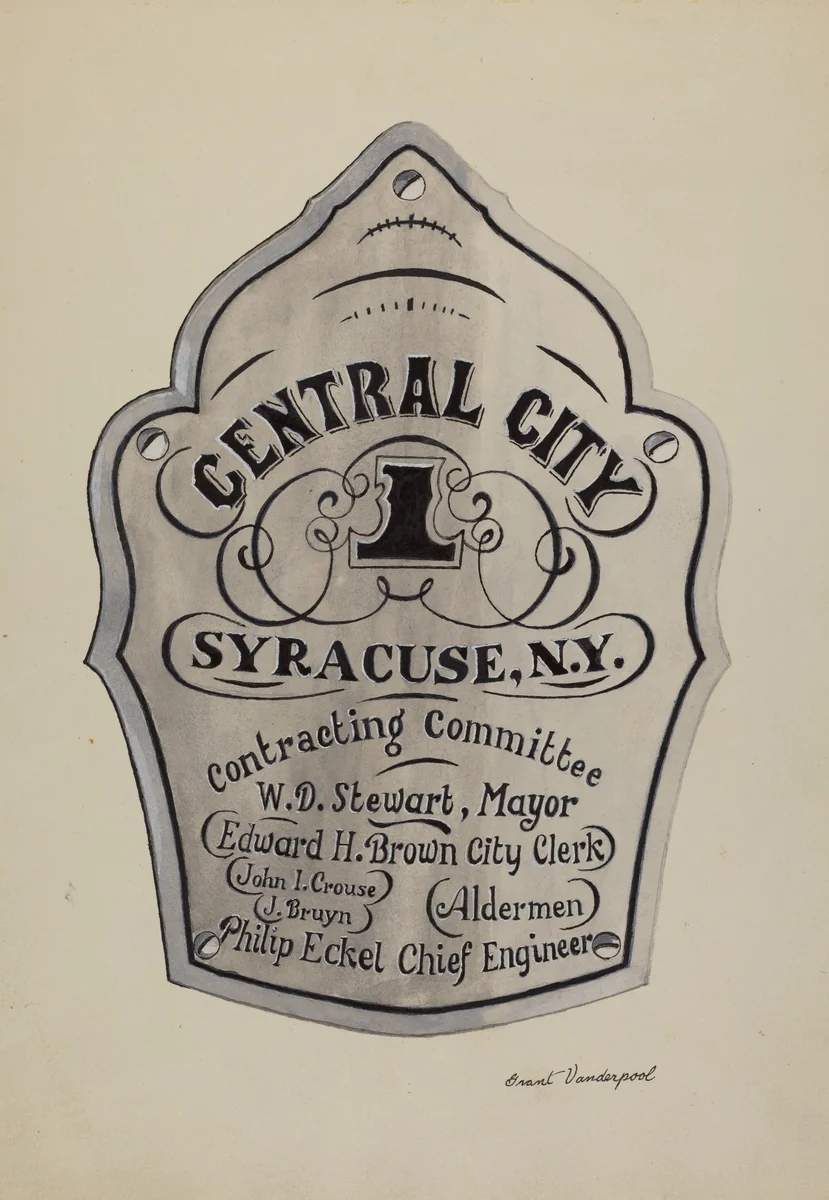 Engraved Name Plate by Grant Vanderpool, index of american design, 1935-1942