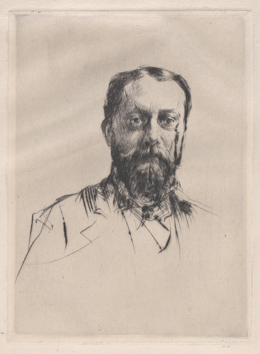 Portrait of an unknown man by Marcellin Desboutin, print, 1860-1899