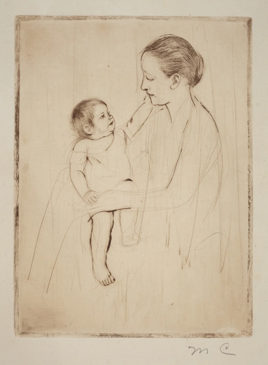 The Caress by Mary Cassatt, print, 1891