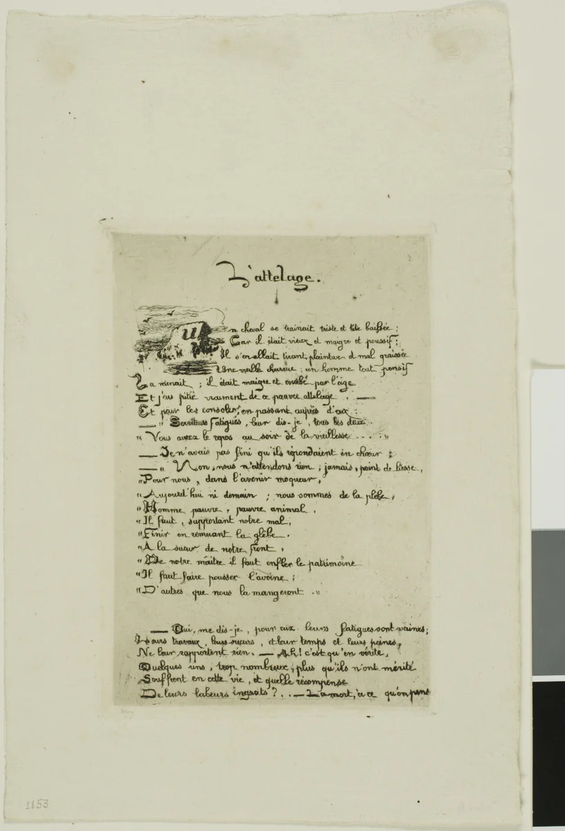 The Ploughman and His Horse by Charles Meryon, other, 1854