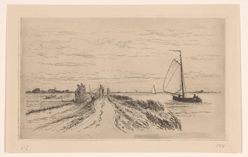 Gezicht op het Spaarne bij Haarlem by Carel Nicolaas Storm van 's-Gravesande, print, 1851-1910
