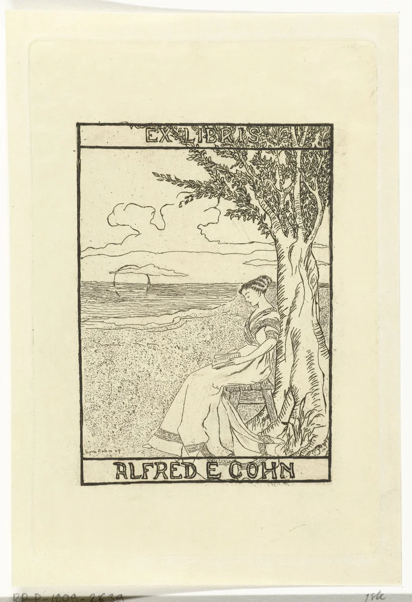 Ex libris van Alfred E. Cohn by Johannes Arnoldus Boland, print, 1909