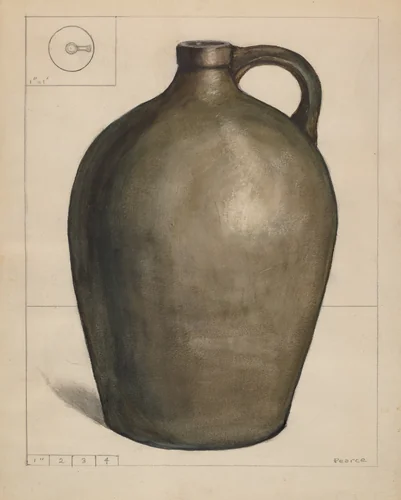 Stoneware Jug by Edgar L. Pearce, index of american design, 1936