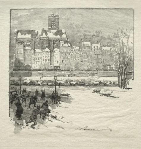 Quai de l'Hôtel de Ville by Auguste Louis Lepère, print, 1886