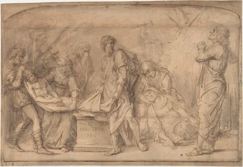 The Entombment, after Mantegna by Rembrandt van Rijn, drawing, 1620-1669