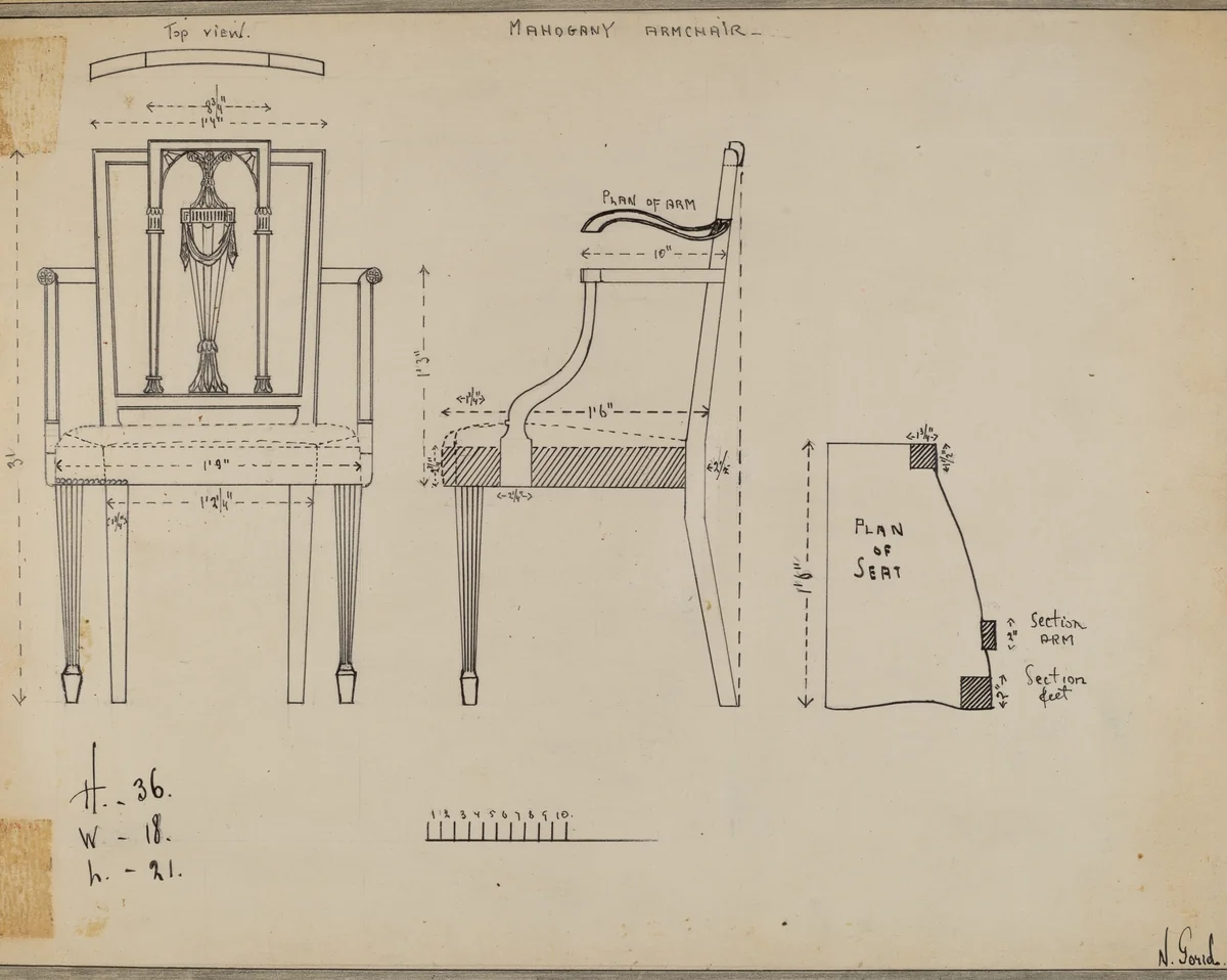 Armchair by Nicholas Gorid, index of american design, 1936