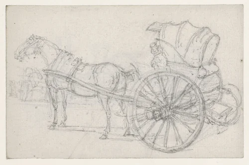 Wagentje met koetsier naar links by Georges Michel, drawing, 1773-1843