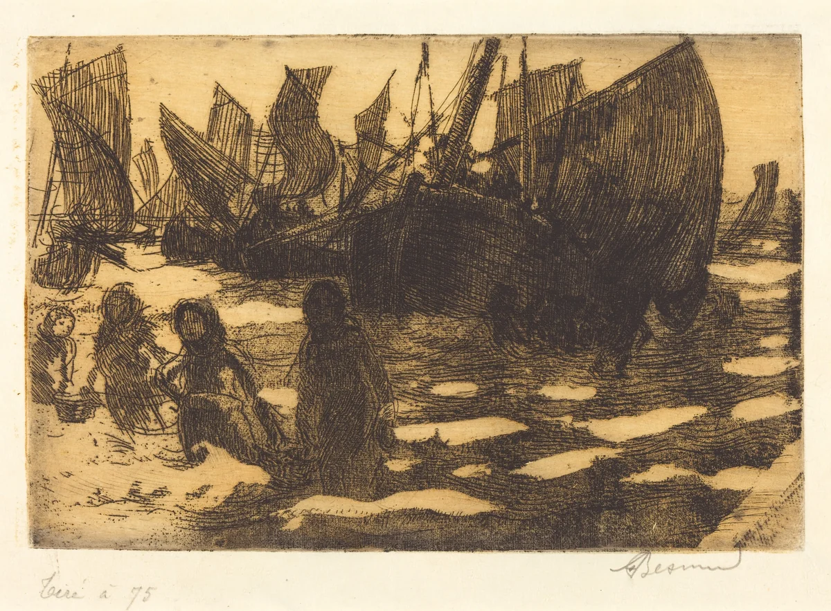 Small Fishing Boats of Berck (Petites Pêcheuses de Berck) by Albert Besnard, print, 1897