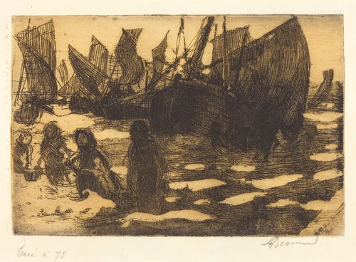 Small Fishing Boats of Berck (Petites Pêcheuses de Berck) by Albert Besnard, print, 1897