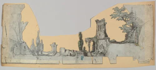 Design for a Stage Set by Eugène Cicéri, drawing, 1830-1890
