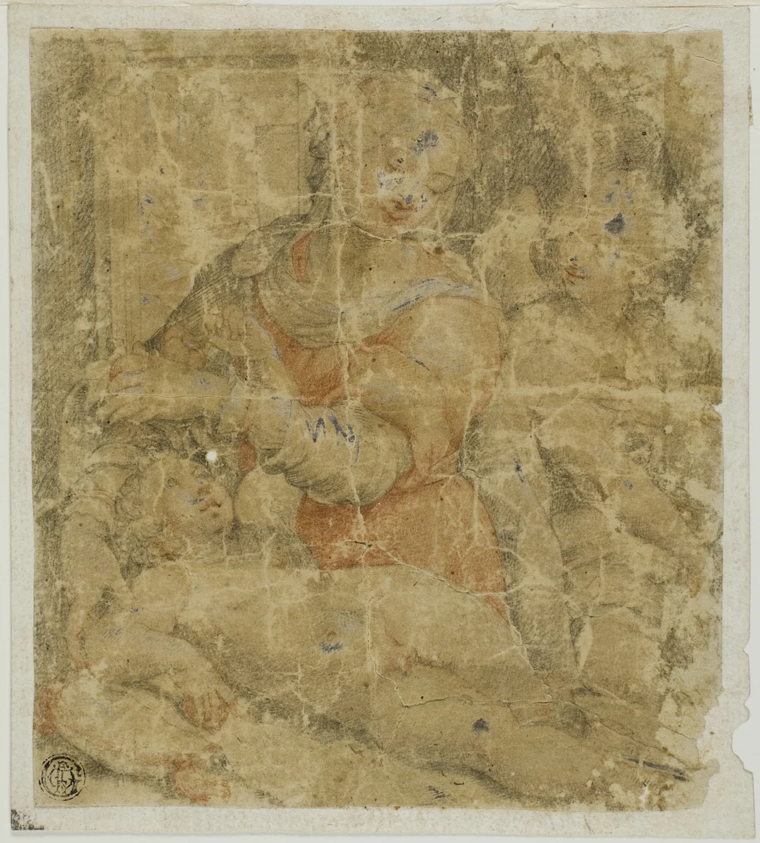 Virgin and Child with Angel by Sebastiano del Piombo, drawing, 1500-1547