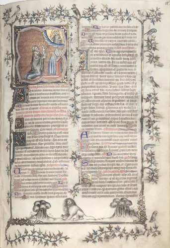 The Gotha Missal: Fol. 11r, Offering of the Souls; Bas-de-Page, Lions by Master of the Boqueteaux, book, 1370-1380