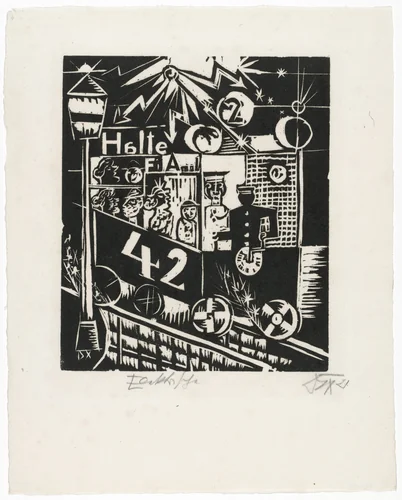 Streetcar (Elektrische) from the portfolio Nine Woodcuts (Neun Holzschnitte) by Otto Dix, print, 1920
