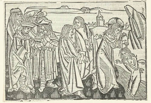 Christus doopt in de Jordaan by Unknown, print, 1480-1500
