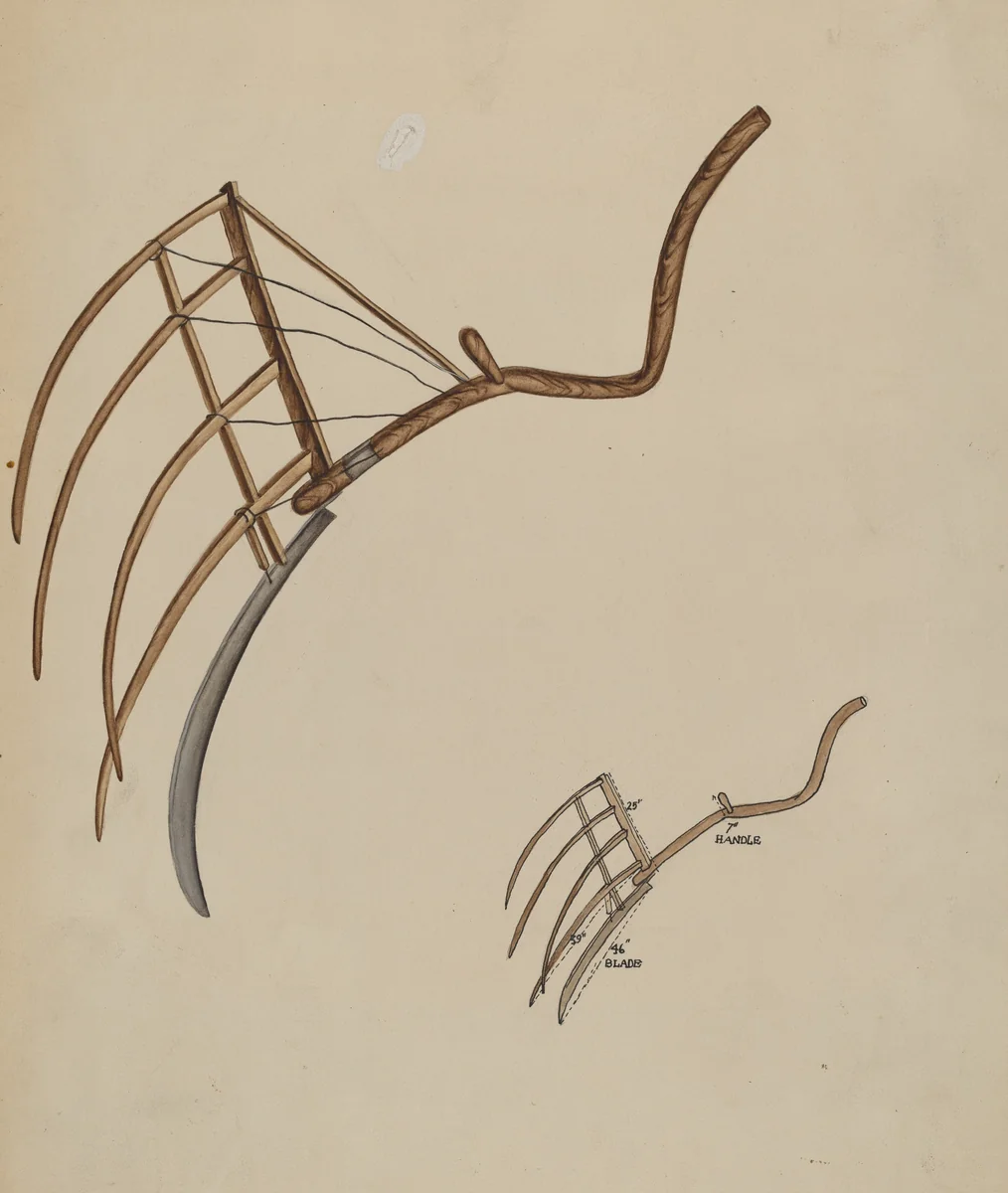 Grain Cradle by Roberta Elvis, index of american design, 1936