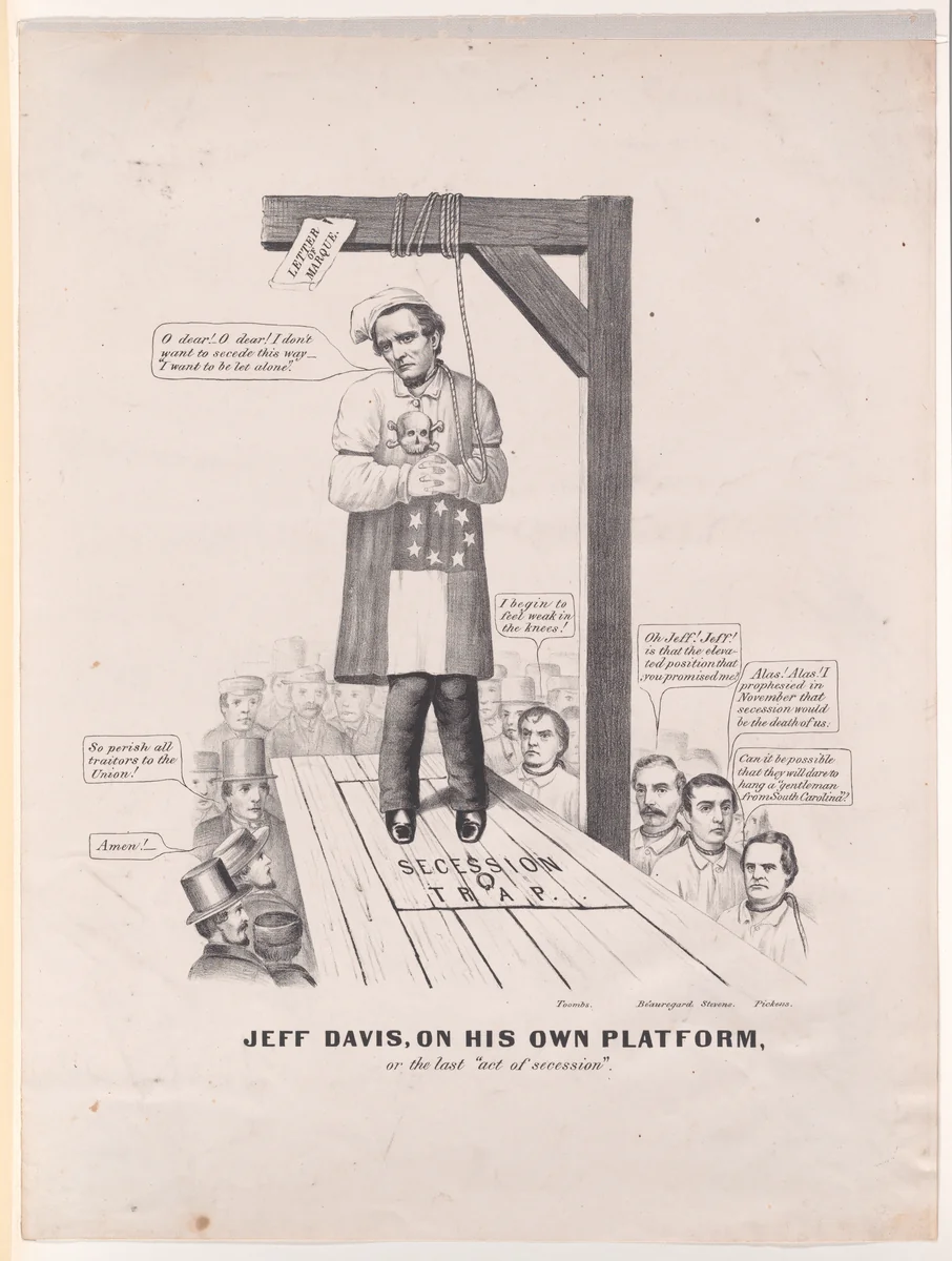 Jeff Davis on His Own Platform, or the Last "Act of Secession" by Currier & Ives, print, 1861-1862