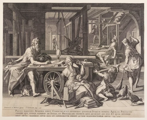 St. Paul at Corinth by Jan Sadeler I, print, 1590-1600