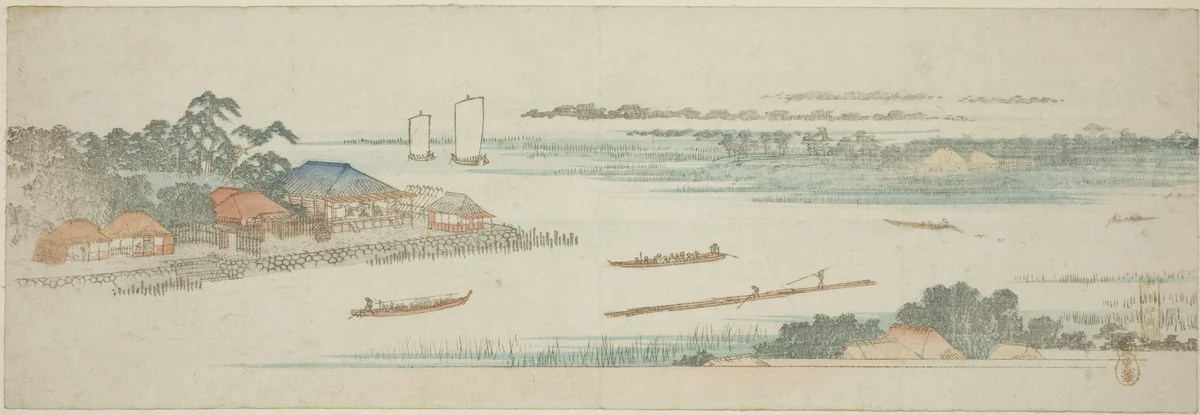 Mouth of the Naka River (Nakagawa guchi no zu), from an untitled series of famous views of the Edo suburbs by Utagawa Hiroshige (歌川広重), print, 1834-1845