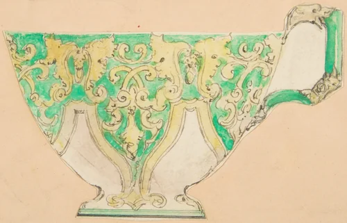 Design for a tea cup by anonymous, drawing, 1800-1899