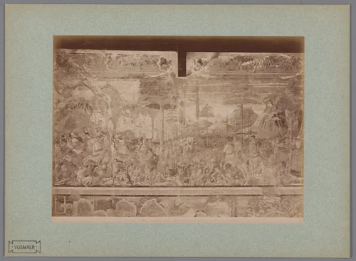 Fotoreproductie van het fresco Abraham zegevierend naar Benozzo Gozzoli in het Camposanto te Pisa, Italië by Fratelli Alinari, photograph, 1857-1900