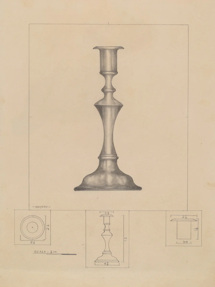Candlestick by Henry Meyers, index of american design, 1935-1942