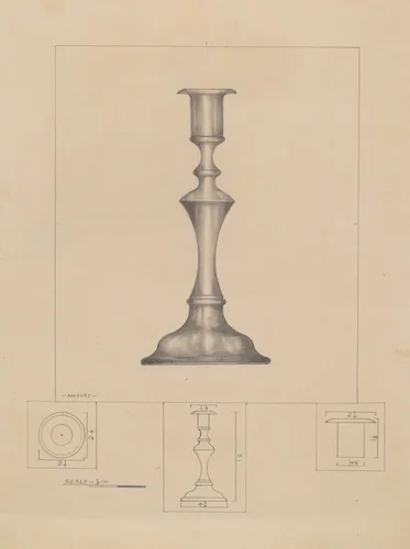 Candlestick by Henry Meyers, index of american design, 1935-1942