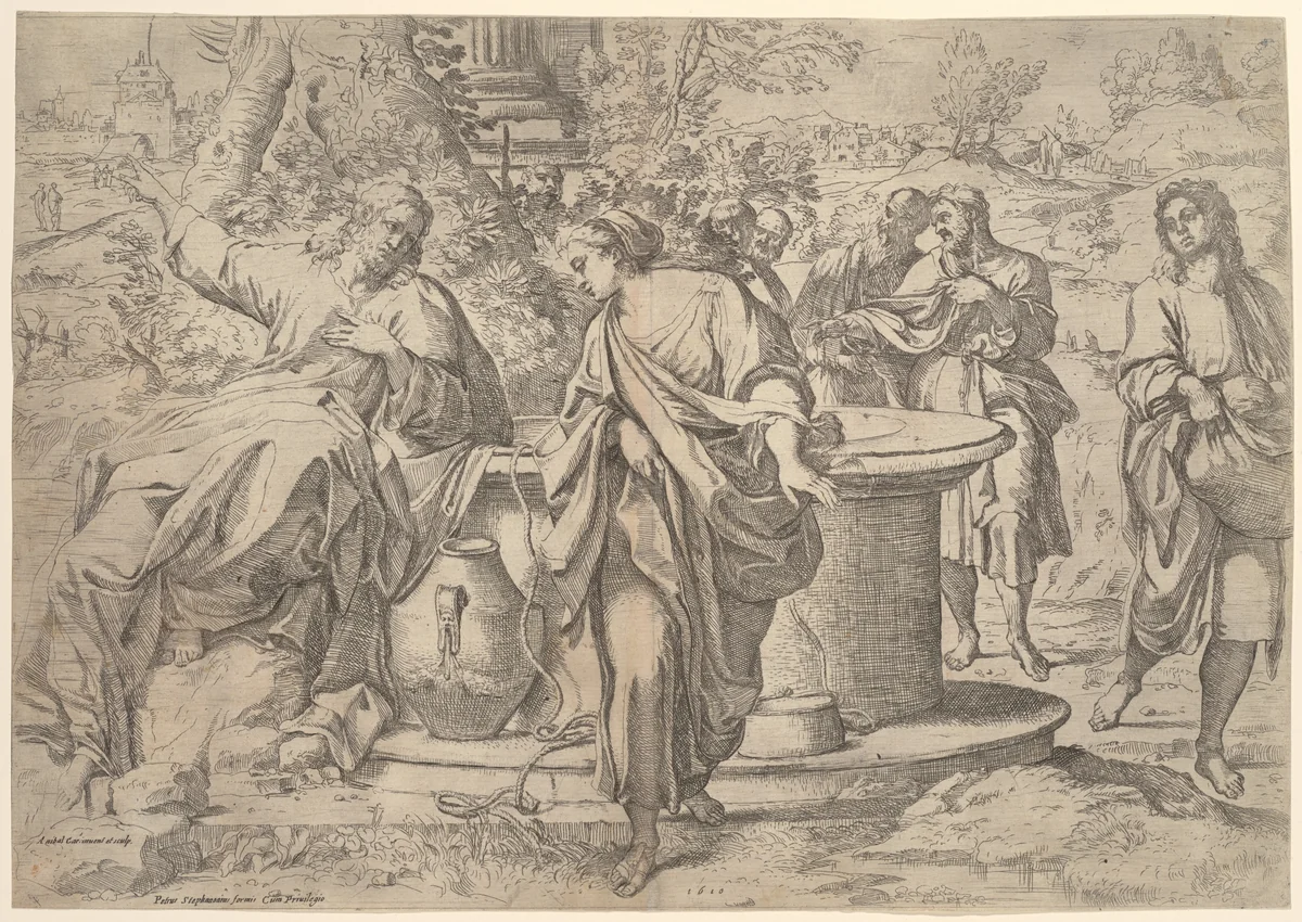 Christ and the Samaritan Woman by Francesco Brizio, print, 1595
