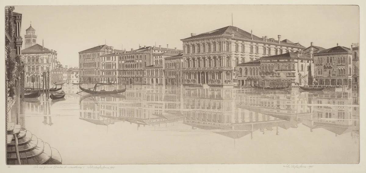 Venetian Mirror (The Grand Canal, Venice) by John Taylor Arms, print, 1935
