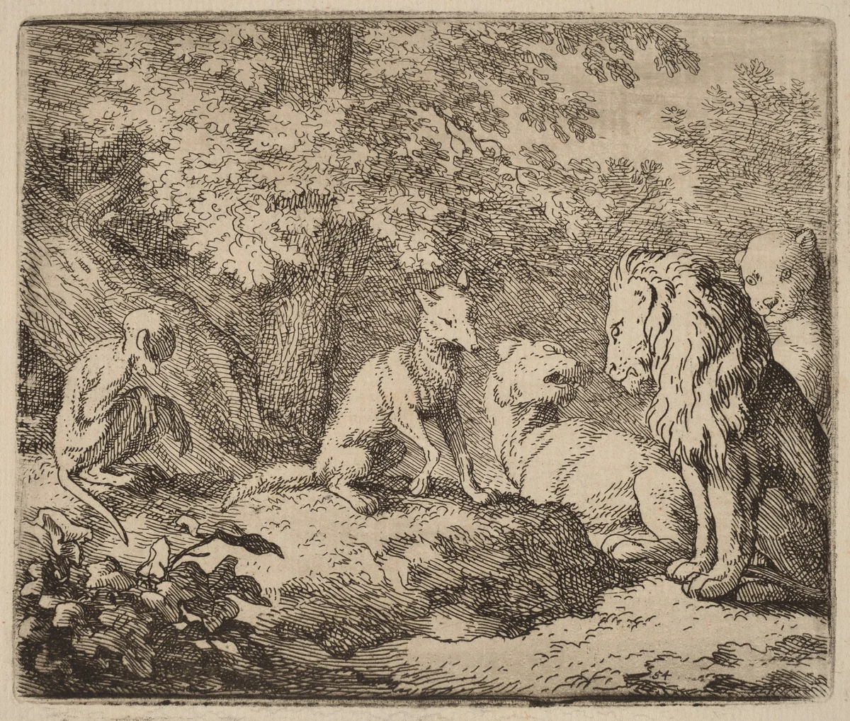 Reynard Tells a Story of Hidden Treasure by Allart van Everdingen, print, 1645-1656