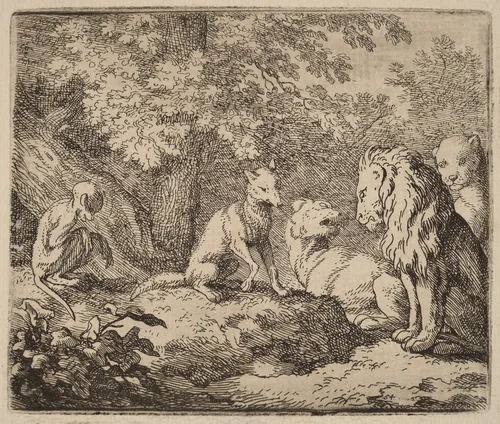Reynard Tells a Story of Hidden Treasure by Allart van Everdingen, print, 1645-1656