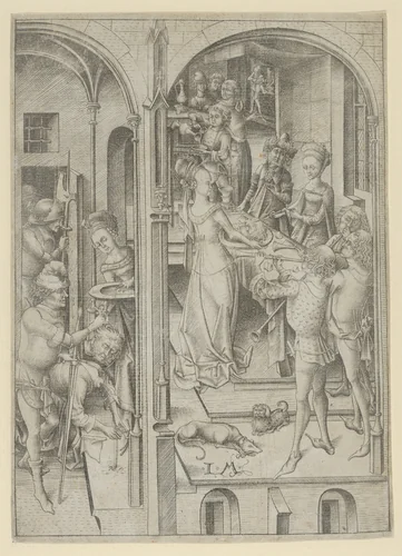 The Beheading of St. John the Baptist by Israhel van Meckenem, print, 1450-1503