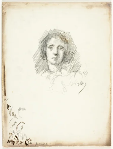 Portrait Head by Theodore Roussel, print, 1889-1899