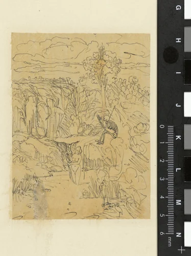 De baadster en de Dood by Rodolphe Bresdin, drawing, 1855-1857