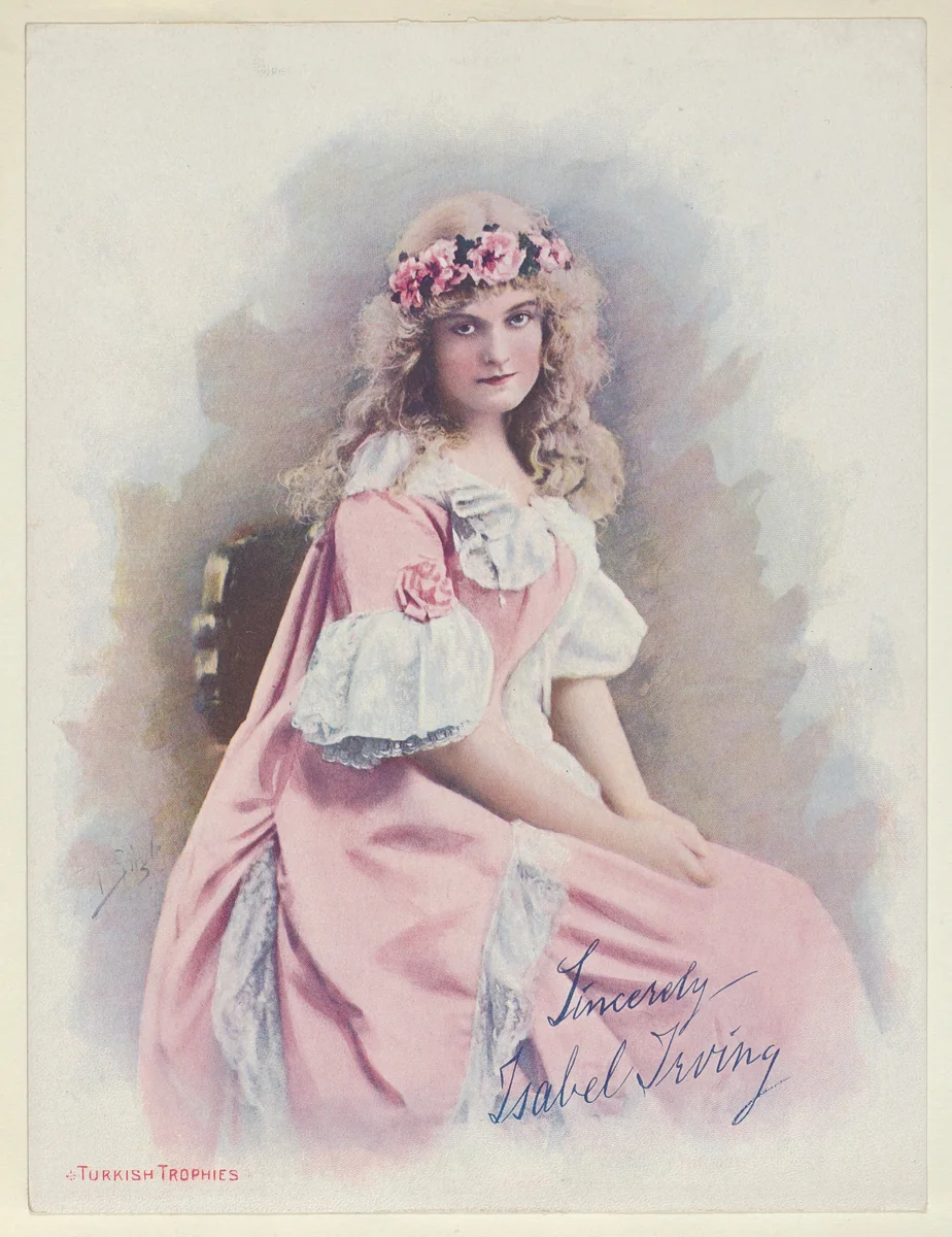 Isabel Irving, from the Actresses series (T1), distributed by the American Tobacco Co. to promote Turkish Trophies Cigarettes by Frederick Moladore Spiegle, print, 1900