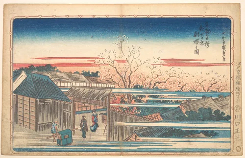 Morning Cherries at Yoshiwara by Utagawa Hiroshige (歌川広重), print, 1797-1858