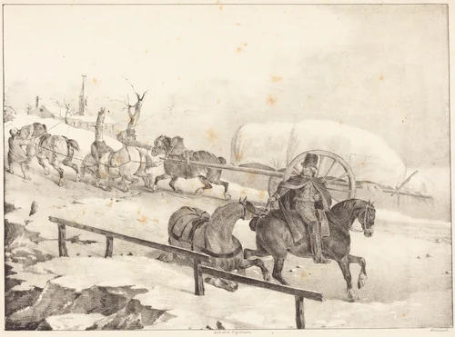 Wagoner Climbing a Hill (Roulier montant une cote) by Théodore Gericault, print, 1823