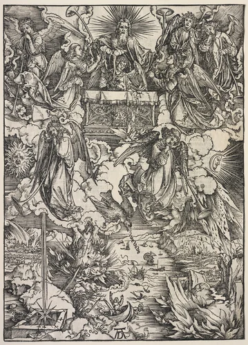 Revelation of St. John: Seven Angels with Trumpets by Albrecht Dürer, print, 1511
