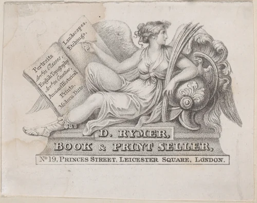 Trade Card for D. Rymer, Book & Print Seller by anonymous, print, 1700-1800