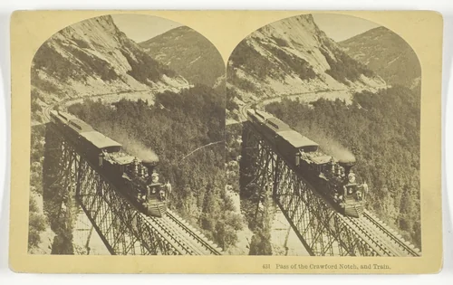Pass of the Crawford Notch, and Train by B. W. Kilburn, photograph, 1875-1899