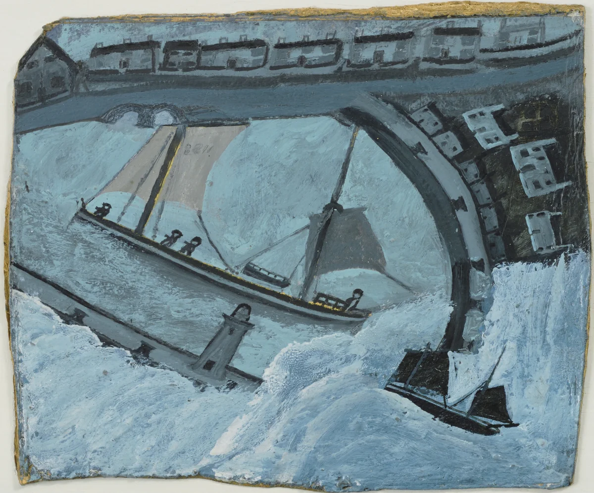 St. Ives Harbor by Alfred Wallis, drawing, 1932