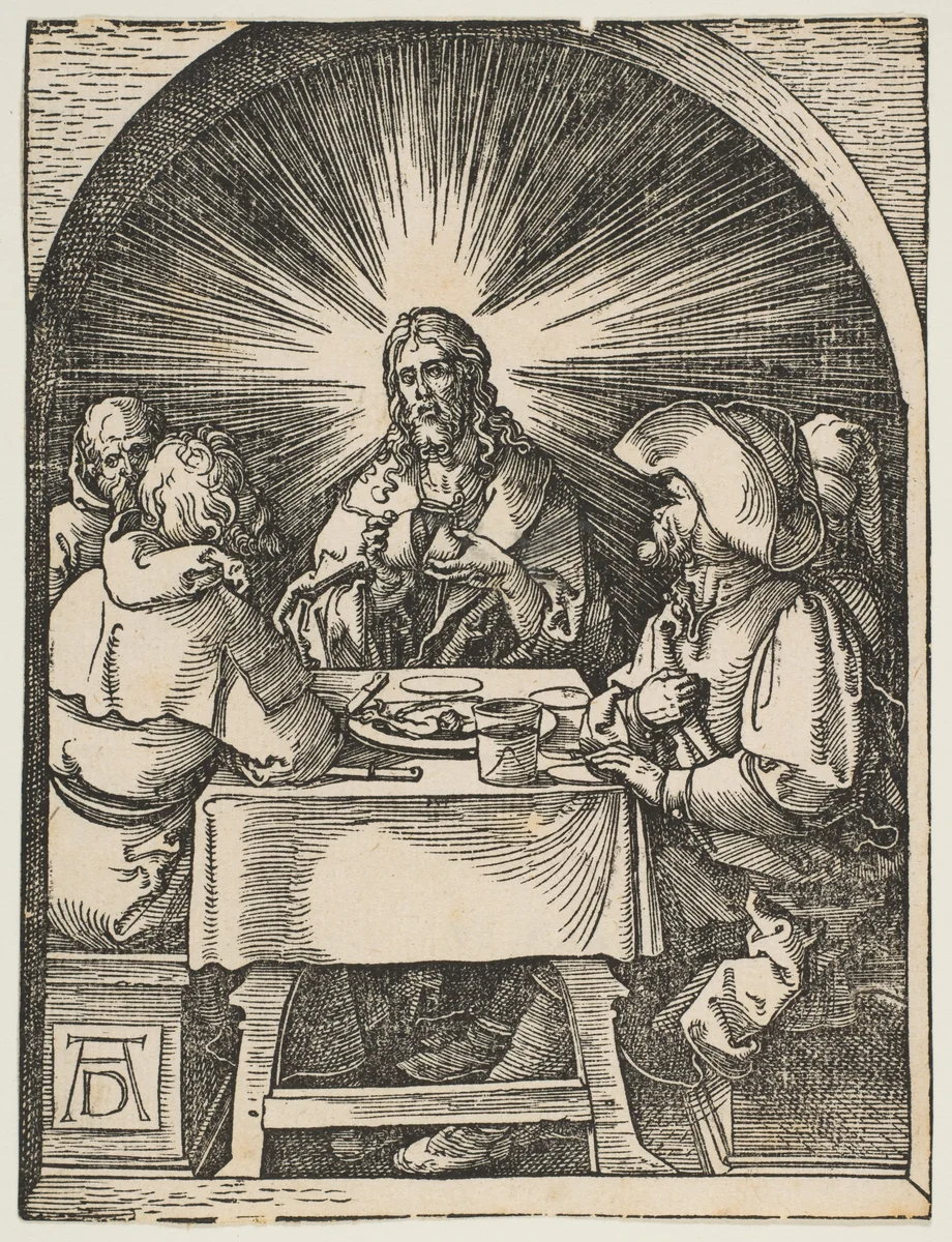 Christ in Emmaus, from "The Small Passion" by Albrecht Dürer, print, 1510