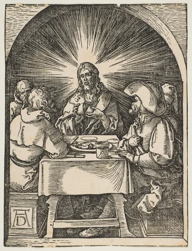 Christ in Emmaus, from "The Small Passion" by Albrecht Dürer, print, 1510