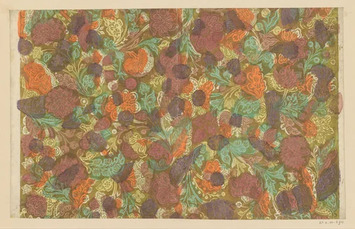 Blad met ranken met bloemen en vruchten by anonymous, other, 1700-1800