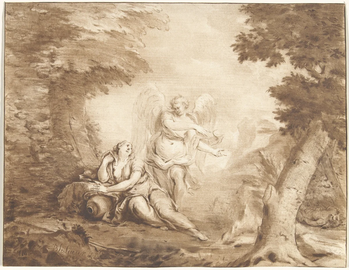 Hagar in de woestijn by Jurriaan Cootwijck, print, 1759