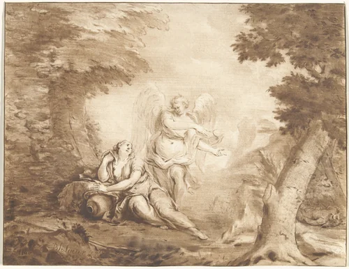 Hagar in de woestijn by Jurriaan Cootwijck, print, 1759