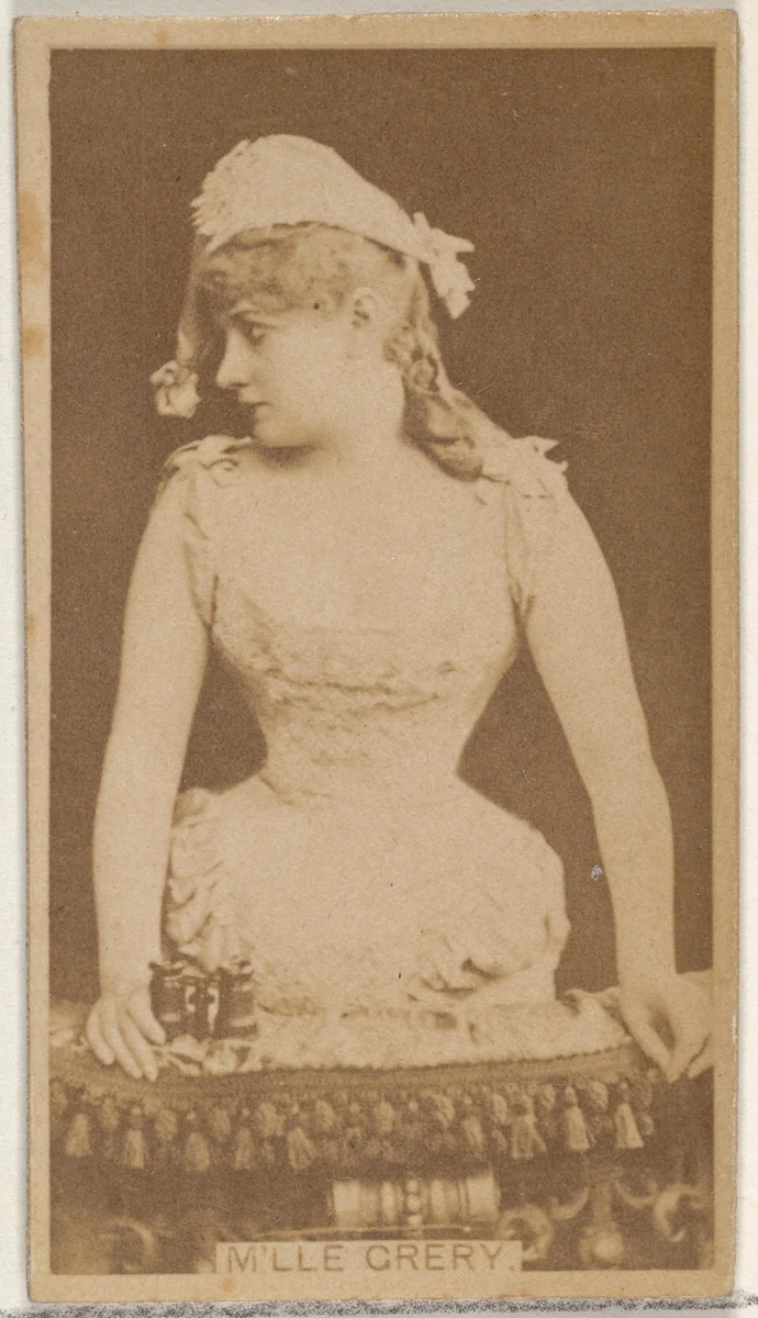M'lle Grery, from the Actors and Actresses series (N45, Type 8) for Virginia Brights Cigarettes by Allen & Ginter, photograph, 1885-1891