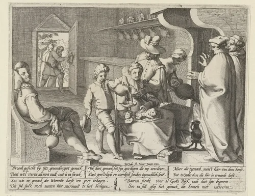 Allegorie op de gemakzucht by Unknown, print, 1590-1632
